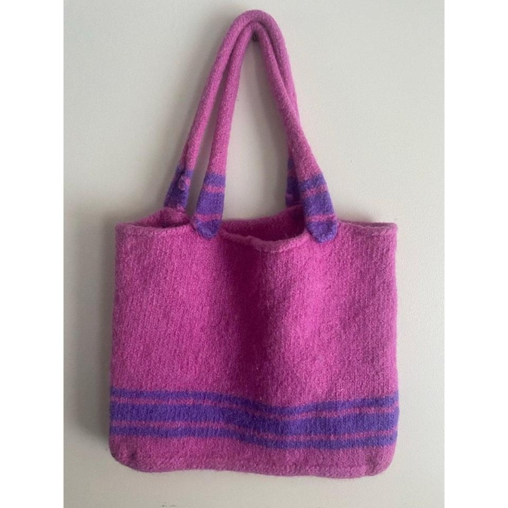 Pink Felted Wool Tote Bag